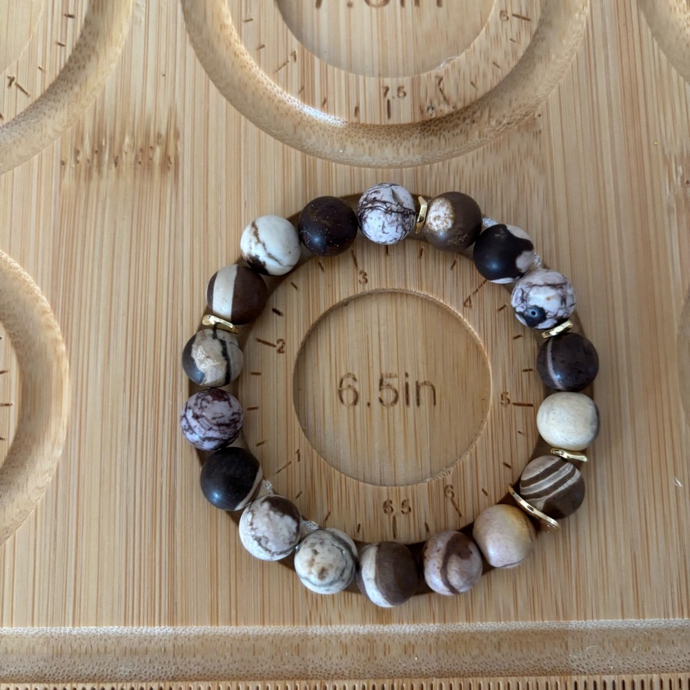 NWT Zebra Jasper Beaded stretch bracelet